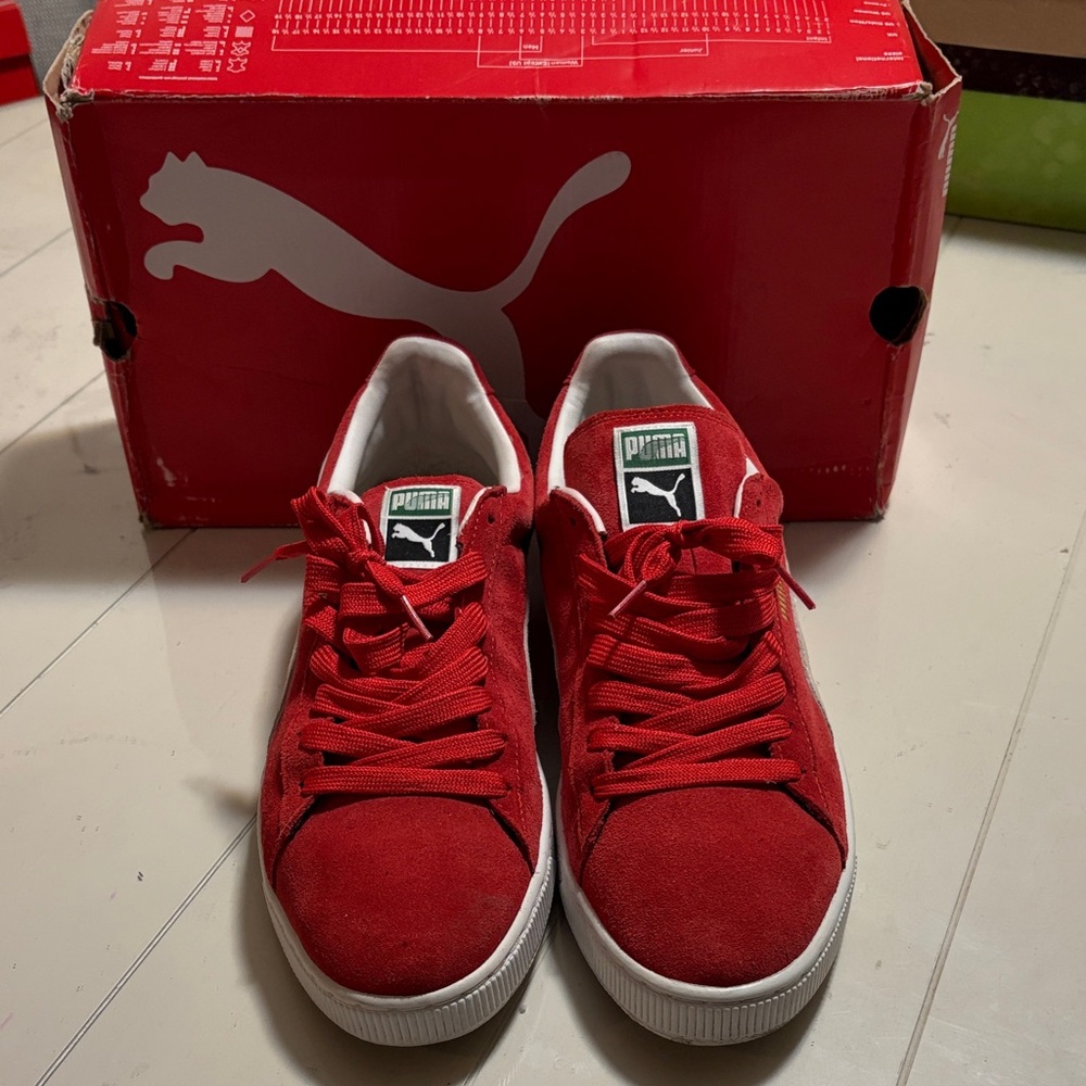 Men’s Puma Vibrant Red Sneakers with White Trim